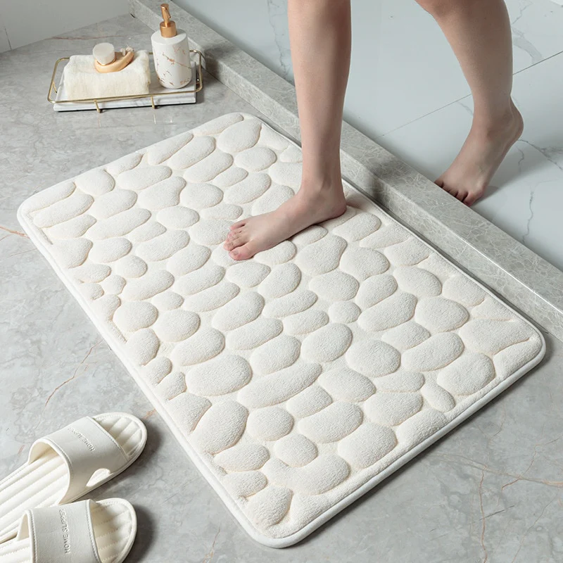 Embossed Cobblestone Memory Foam Non-slip Bathmat