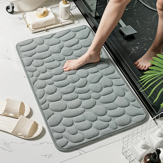 Embossed Cobblestone Memory Foam Non-slip Bathmat